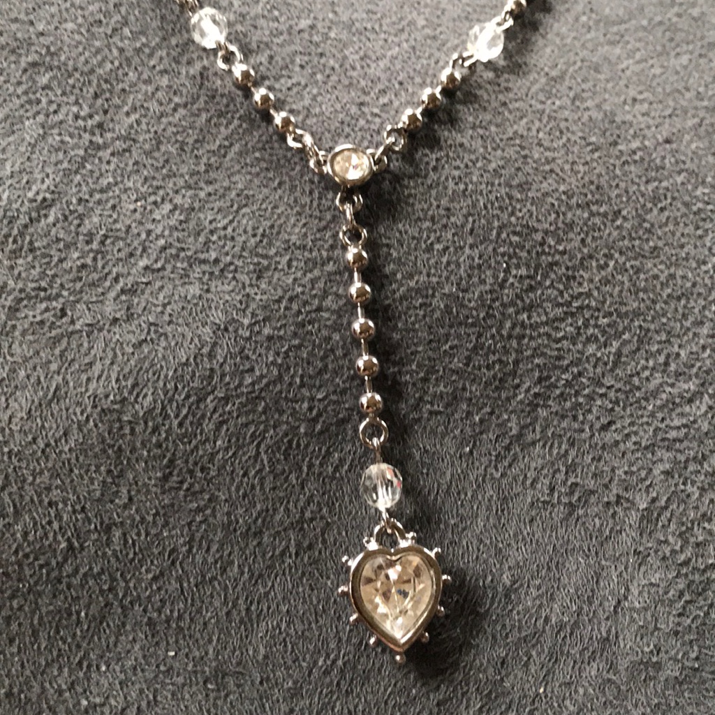 Cute Chain Necklace With Rhinestone Heart Pendant